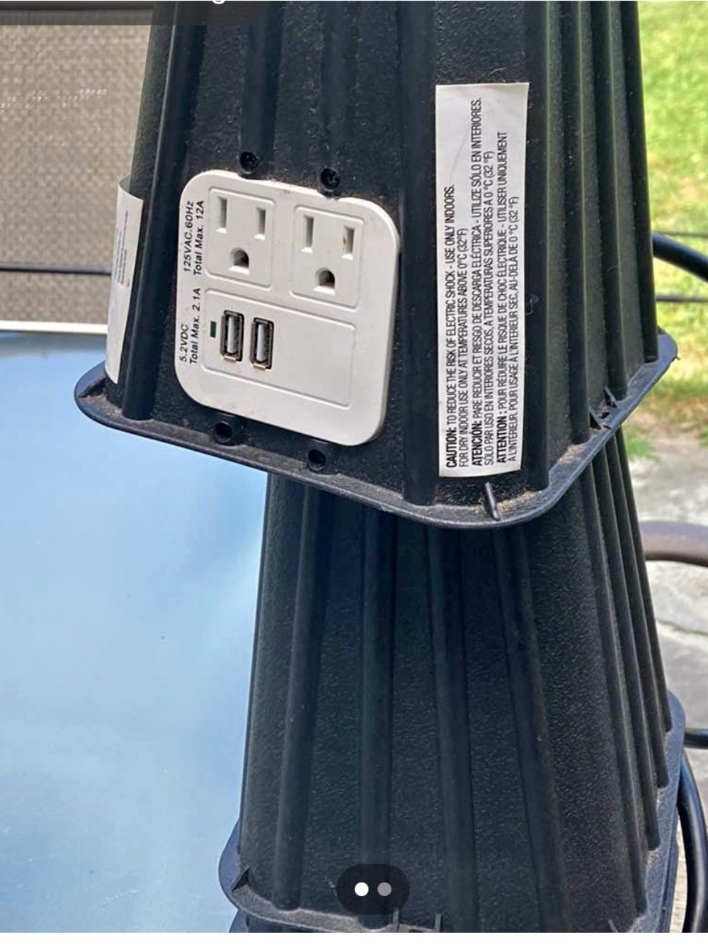 Room Essentials Black Outdoor Power Tower with Dual USB and AC Outlets
